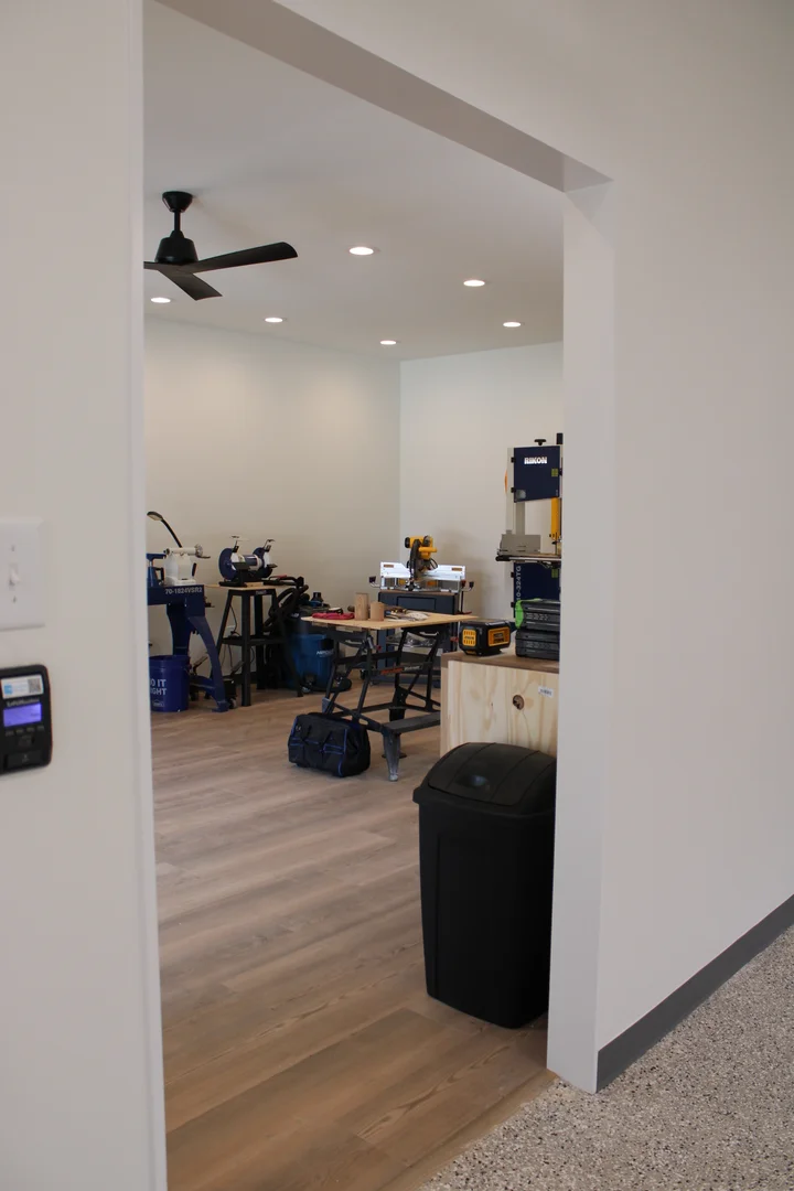 view of workshop from door
